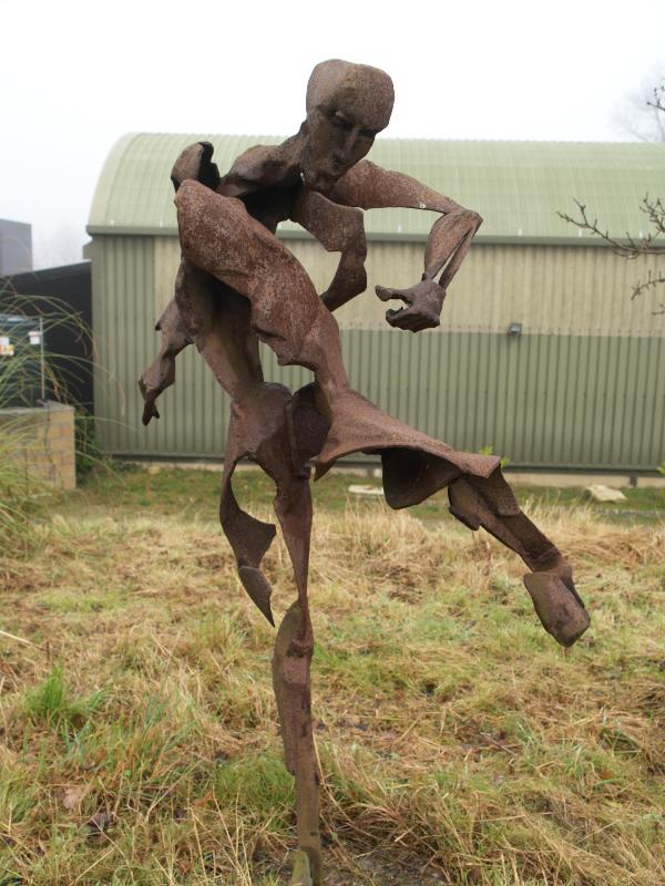 Bourn, England: Wysing Arts Centre: sculpture of dancing figure (late 1990s?)
