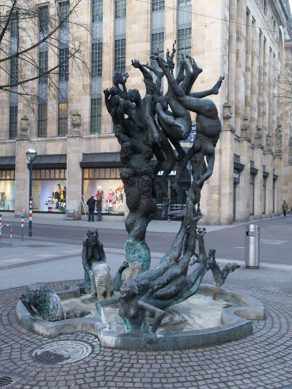 Karlsruhe, Germany: Lammstrasse: 'Jungbrunnen mit Vierdimensionalem Luftsprung' (Fountain of Youth, Fountain of the Lamb) (1983-1986, sculptor Karl-Henning Seemann)