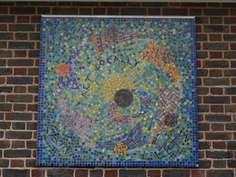 Cambridge, England: Parker's Piece (Park Terrace): Hobbs Pavilion mosaic ('Act Locally', 2000, CamLETS)
