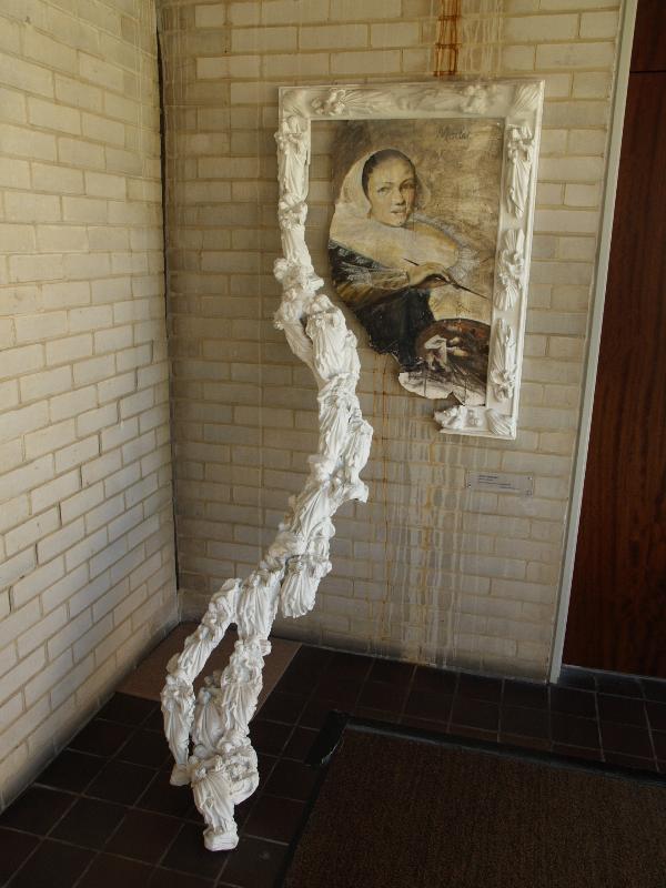 Cambridge, England: Murray Edwards College (was New Hall): Madonna Cascade (1982, artist Rose Garrard)
