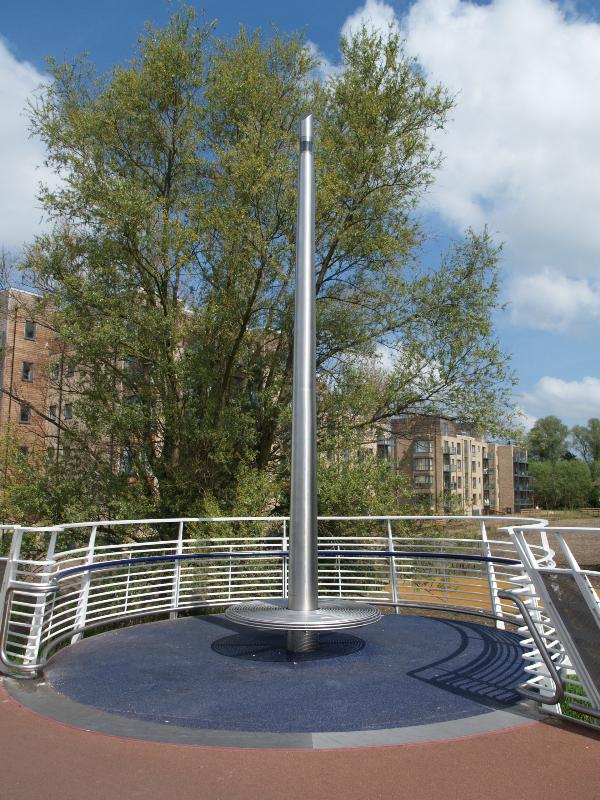 Cambridge, England: Riverside Bridge: seating area (2007-2008, artist Gerry Judah, engineer Ramboll Whitbybird)