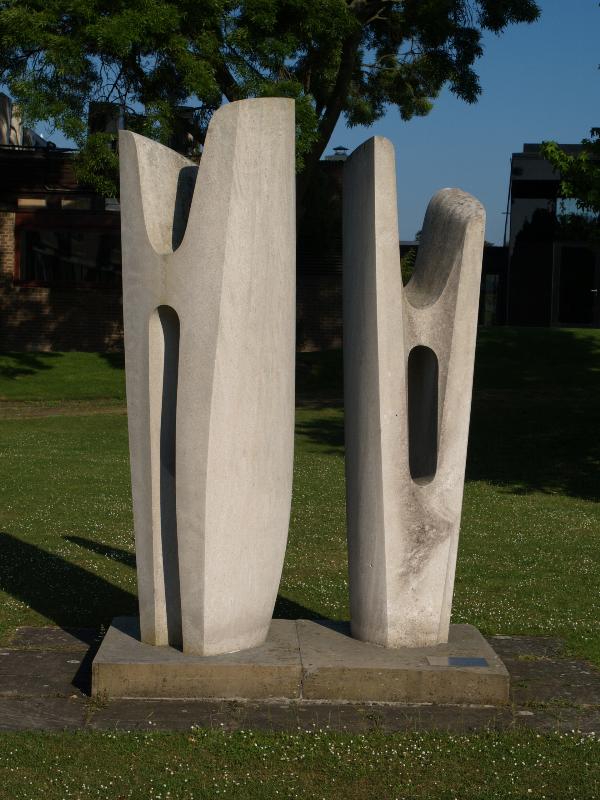 Cambridge, England: Churchill College: Gemini (1973, sculptor Denis Mitchell)