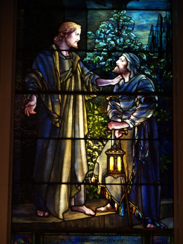 Lockport, New York (NY): First Presbyterian Church: Nicodemus Came to Him by Night (1910, Tiffany Studios)
