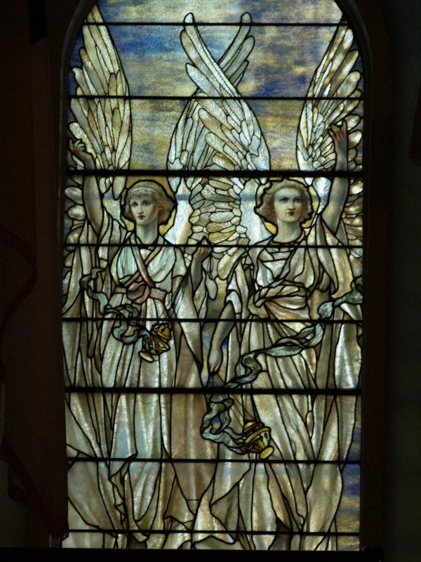 Lockport, New York (NY): First Presbyterian Church: angels (1901, Tiffany Studios)