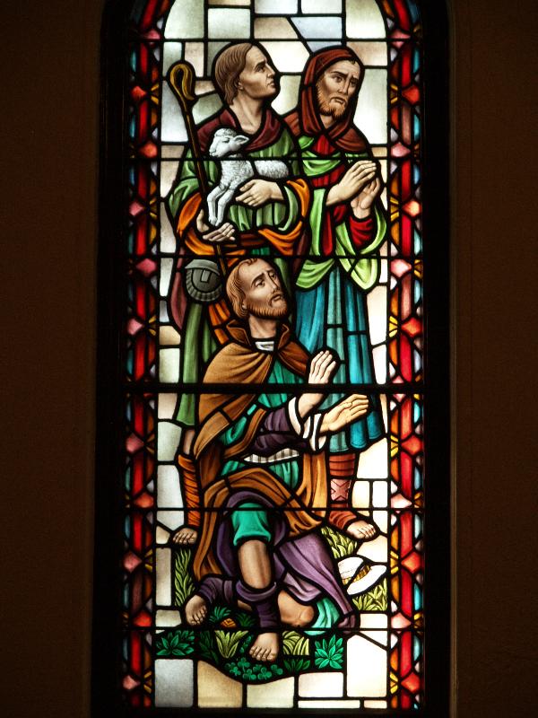 Buffalo, New York (NY): Episcopal Church of the Good Shepherd: Nativity: shepherds (Willet Studios)