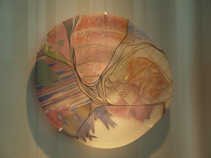 Corning, New York (NY): Corning Museum of Glass: Despite What They Say It's the Female of the Species Which Sports Bright Colors, 1986, W. Stephen Hodder (1986, artist W. Stephen Hodder)