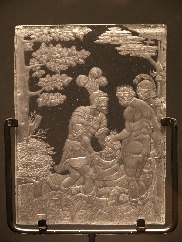 Corning, New York (NY): Corning Museum of Glass: Queen Thomyris with head of Cyrus the Great (about 1610-1620, engraver Hans Wessler)