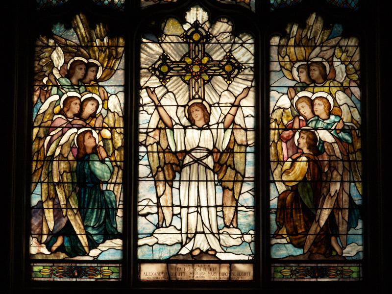 Corning, New York (NY): Christ Episcopal Church: Olcott Memorial (installed 1895, J. and R. Lamb Studios)