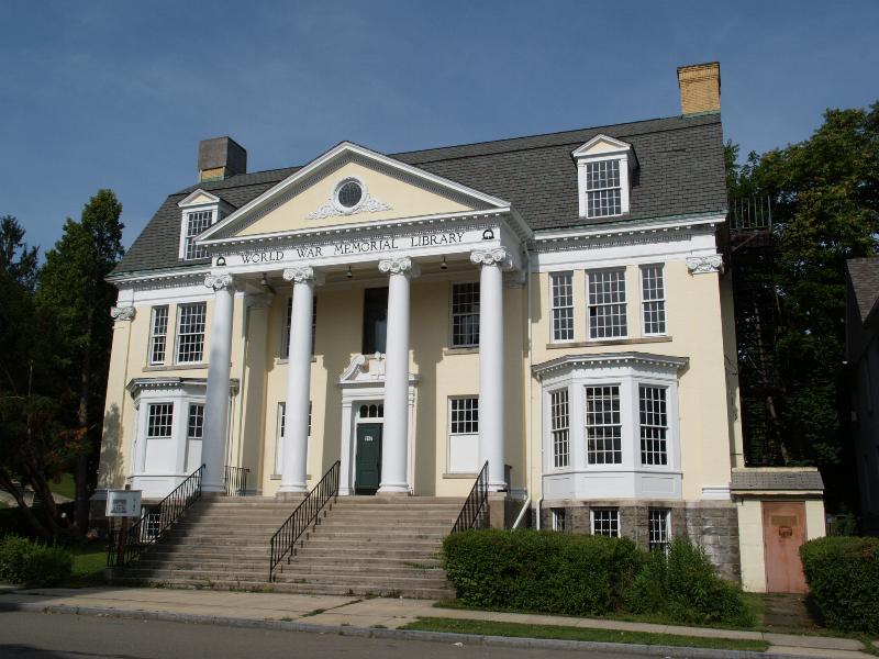 Corning, New York (NY): World War Memorial Library: view (1929, architect Palmer Rogers)