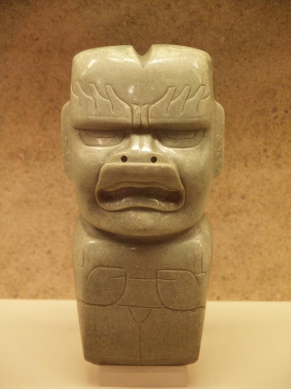 London, England: British Museum: votive jade axe (1200-400 BC, Olmec)