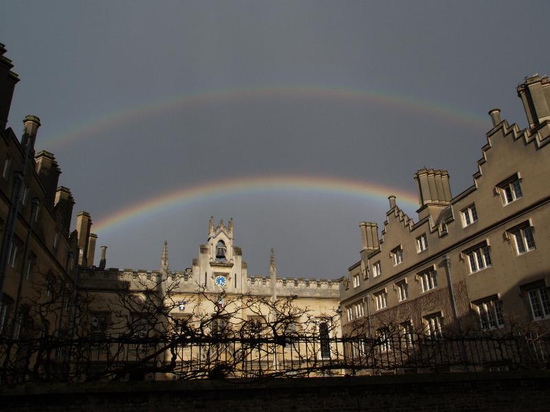 Cambridge, England: Sidney Sussex College: double rainbow
