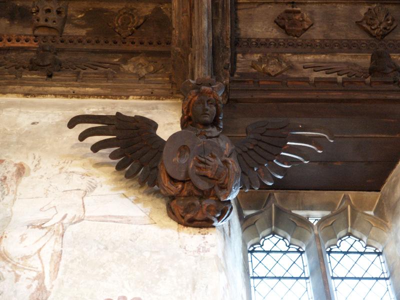 Willingham, England: St Mary And All Saints: angel playing cymbals (19th century)