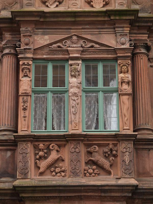 Heidelberg, Germany: Haus zum Ritter St. Georg, Hauptstrasse: window (1592)