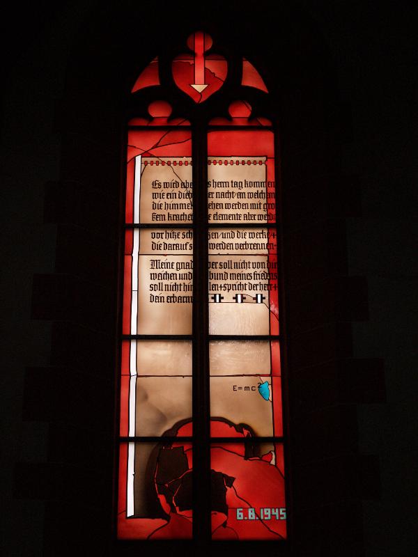 Heidelberg, Germany: Heiliggeistkirche: Physikfenster (Physics window) (1984, artist Johannes Schreiter)