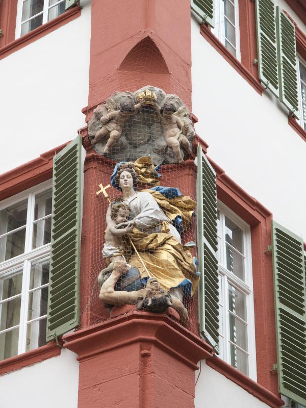 Heidelberg, Germany: 2 Schulgasse: holy figure killing ogre