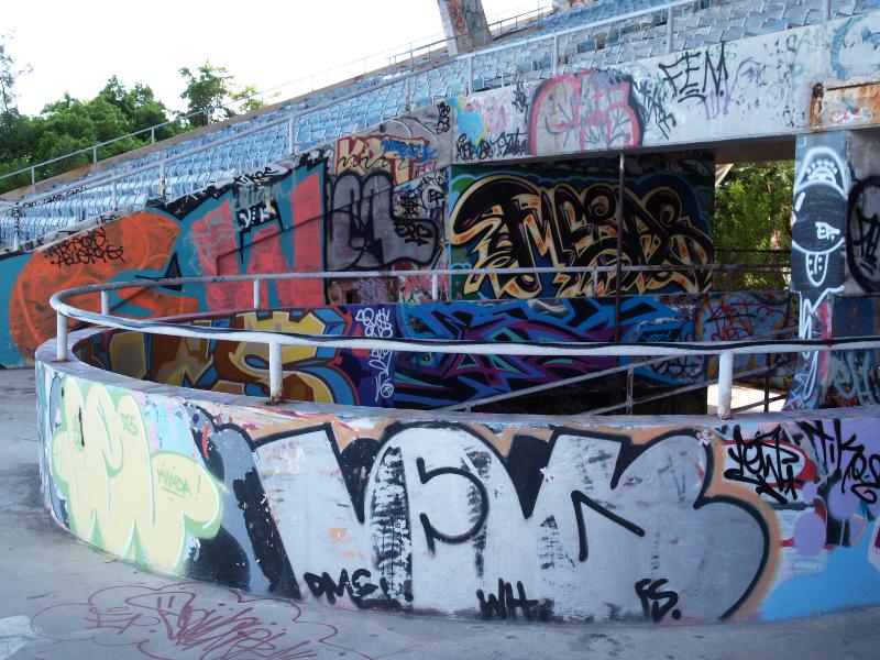 Miami, Florida (FL): Miami Marine Stadium, Rickenbacker Causeway: graffiti