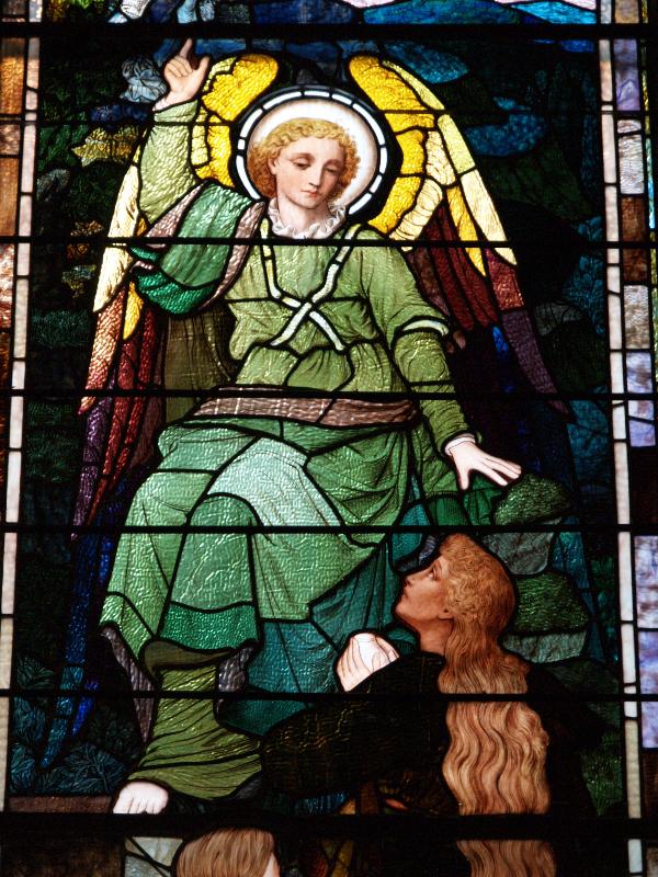 Charlottesville, Virginia (VA): University of Virginia: angel at Christ's empty tomb (c 1890, designed by J. & R. Lamb)