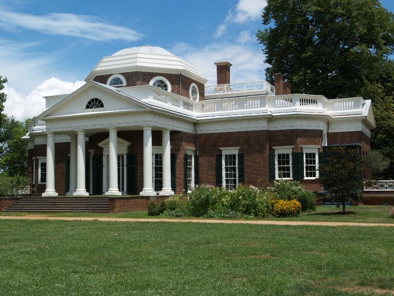 Charlottesville, Virginia (VA): Monticello: west front (1769-1809, architect Thomas Jefferson)