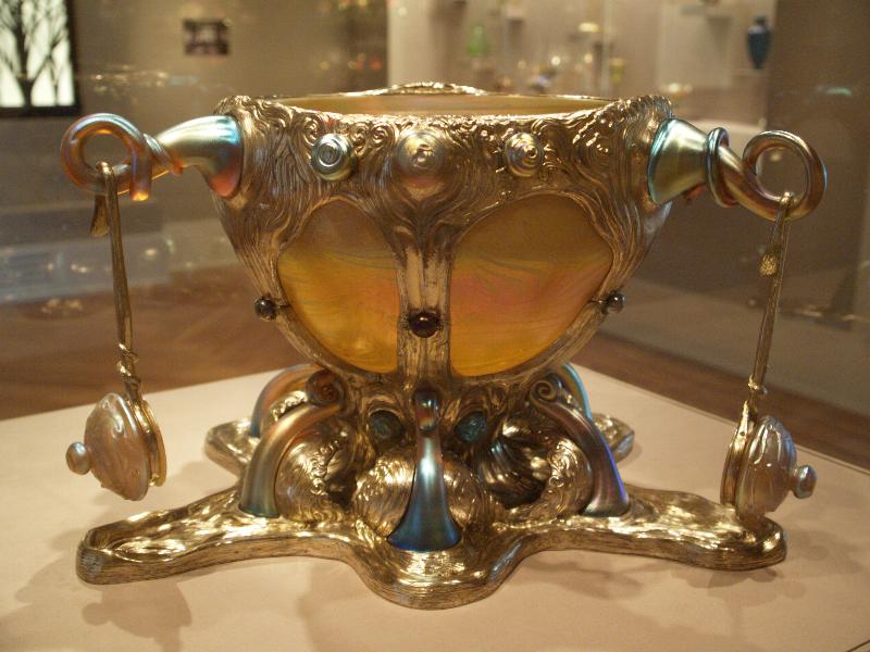 Richmond, Virginia (VA): Virginia Museum of Fine Arts: Punch Bowl with Three Ladles (1900, Tiffany Glass & Decorating Company, owned by Henry O. Havemeyer of New York City)