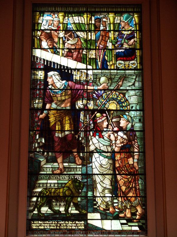 Richmond, Virginia (VA): St Paul's Episcopal Church: Moses Leaving the House of Pharaoh (Robert E. Lee Memorial window) (installed 1892, Henry Holiday)