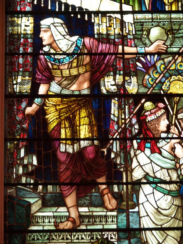 Richmond, Virginia (VA): St Paul's Episcopal Church: Moses Leaving the House of Pharaoh, detail (Robert E. Lee Memorial window) (installed 1892, Henry Holiday)
