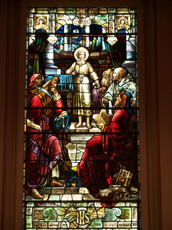 Richmond, Virginia (VA): St Paul's Episcopal Church: Jesus Among the Elders (installed 1892, Charles Booth Studio)