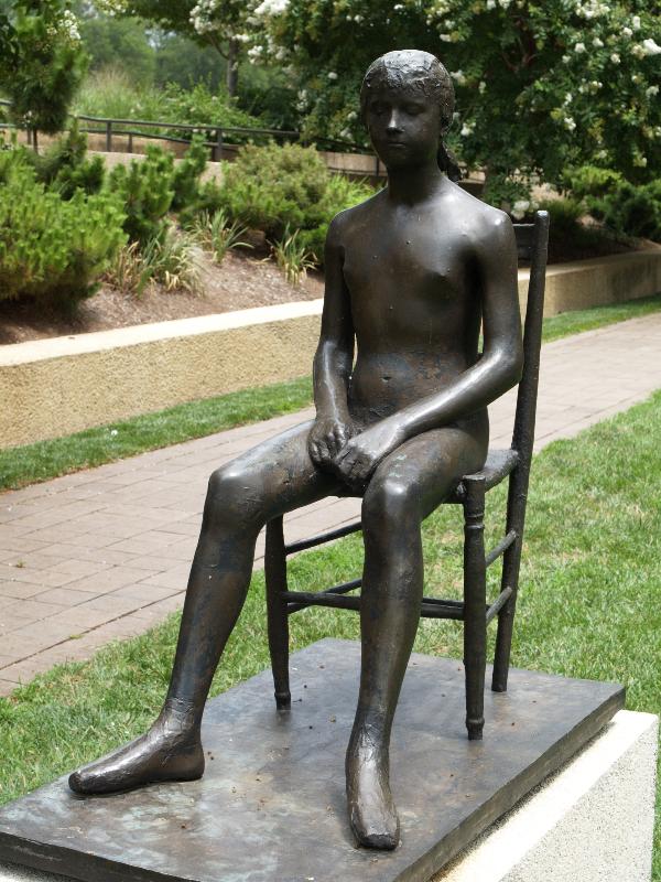 Washington, DC: Hirshhorn Museum and Sculpture Garden: Young Girl on a Chair (1955, sculptor Giacomo Manzu)