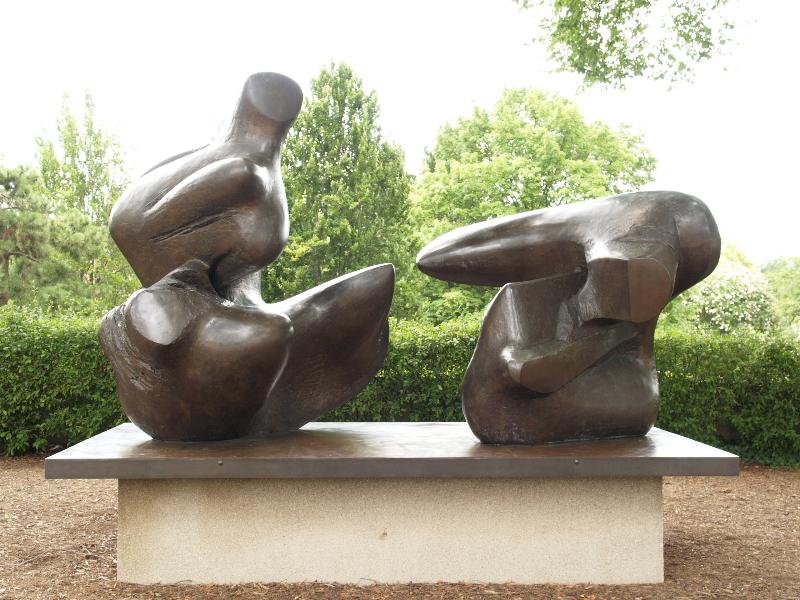 Washington, DC: Hirshhorn Museum and Sculpture Garden: Two-Piece Reclining Figure (1969-1970, cast 1973, Henry Moore)