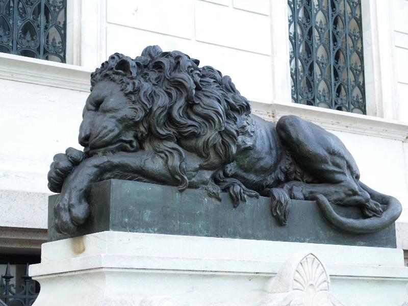 Washington, DC: Corcoran Gallery of Art (17th Street NW): Lion Asleep (original marble 1792, bronze cast c 1860, sculptor Antonio Canova)