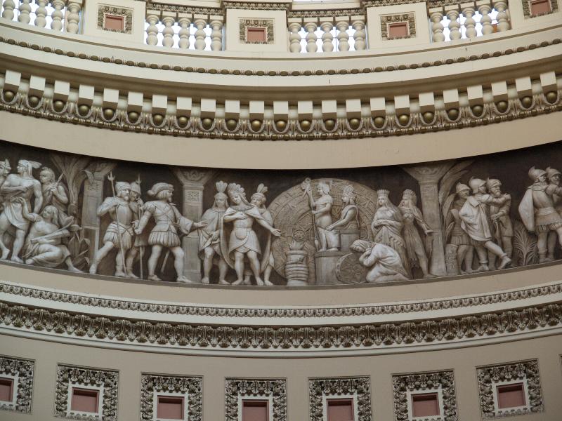 Washington, DC: Capitol Hill: The Brumidi Frieze (Cortez and Montezuma at Mexican Temple) (1878-1889, Constantino Brumidi, Filippo Costaggini)