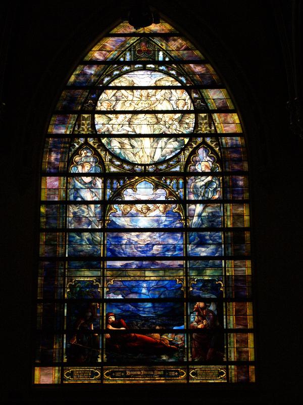 Baltimore, Maryland (MD): Brown Memorial Park Avenue Presbyterian Church: Annunciation to the Shepherds (1905, Tiffany Studios, designed by Frederick Wilson)