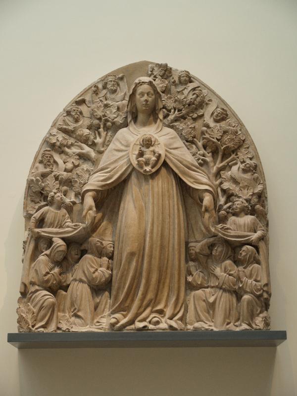 London, England: Victoria and Albert Museum: Virgin of the Misericordia (about 1440-1441, Bartolomeo Bon and workshop, from the Scuola Vecchia di Santa Maria della Misericordia, Venice, Italy)