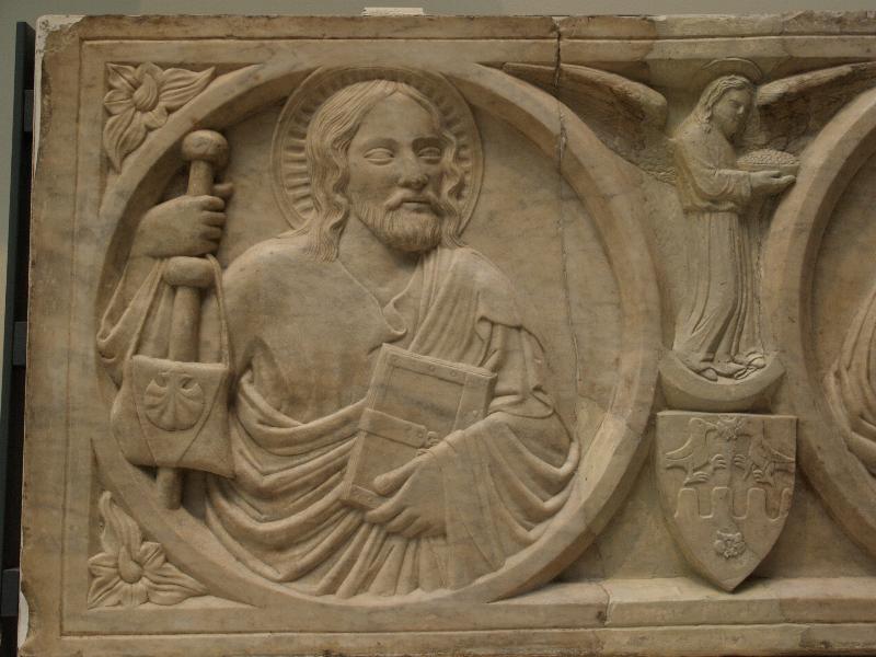 London, England: Victoria and Albert Museum: St James (relief from a sarcophagus, 1350-1375, Naples, Italy)