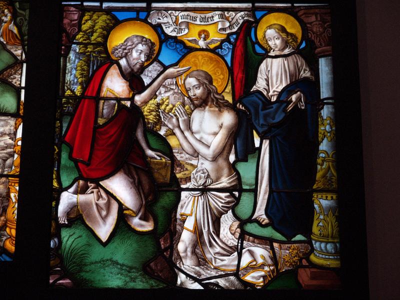 London, England: Victoria and Albert Museum: The Baptism of Christ (c 1520-1521, maker possibly Master of St Severin, from Cistercian abbey of Mariawald)
