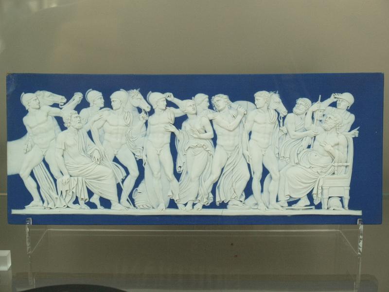 London, England: Victoria and Albert Museum: Jasper panel, 'The Discovery of Achilles among the Daughters of Lycomedes' (1788, based on a wax relief attributed to Camillo Pacetti)