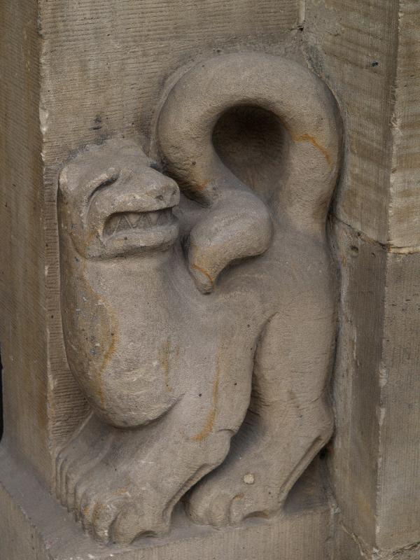 Munster, Germany: Klosterstrasse 91: lion sculpture at entrance