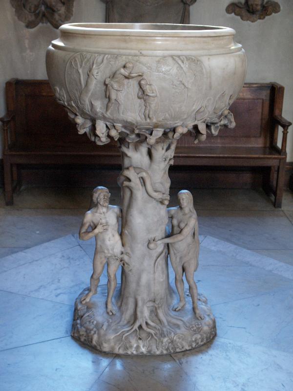 London, England: Piccadilly, St James's Church: font (1686, Grinling Gibbons)