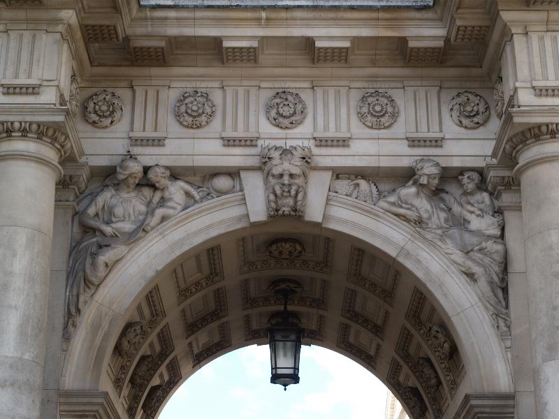 London, England: Whitehall, Foreign and Commonwealth Office: Geography and Science (1908, sculptor W.S. Frith, architect J.M. Brydon)