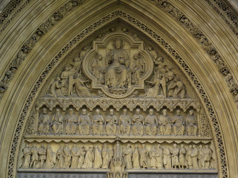 London, England: Westminster Abbey: tympanum, Christ in Majesty