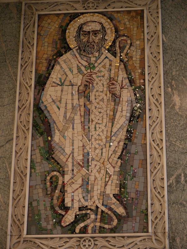 London, England: Westminster Cathedral: Chapel of St Patrick and the Saints of Ireland, St Patrick (1999, Trevor Caley)