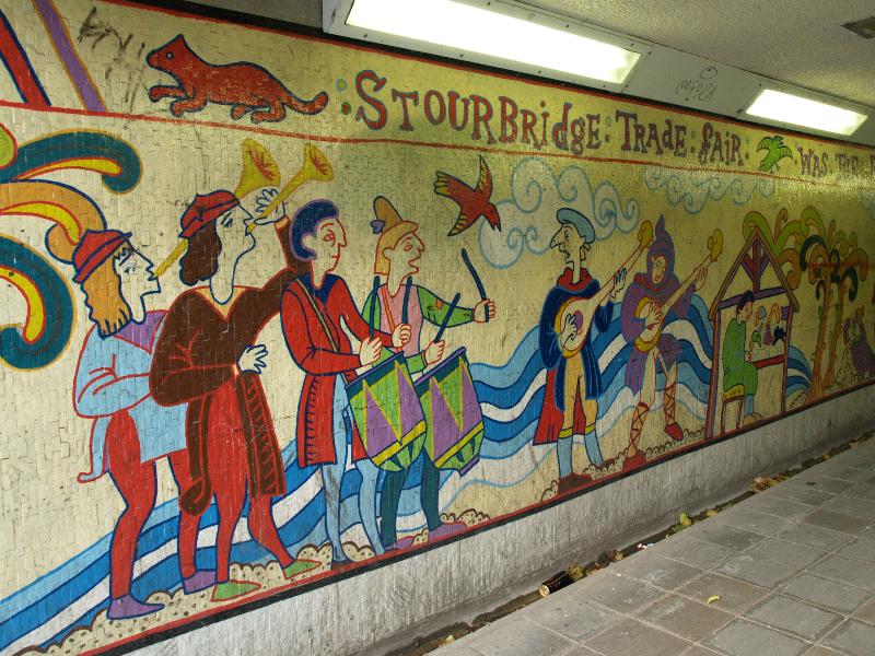 Cambridge, England: Elizabeth Way underpass: east tunnel, musicians, Stourbridge Fair