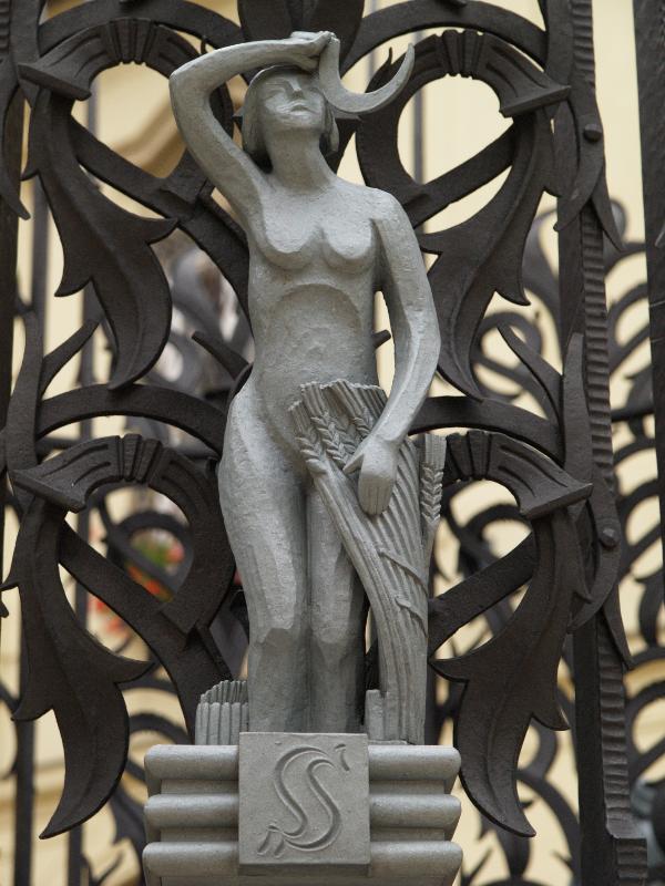 Brno, Czech Republic: Nova radnice (New Town Hall): August (Srpen), fountain figure (1928, to the design of J. Pesek and J. Stejskal for the Exhibition of Contemporary Culture held in Brno on the occasion of the 10th anniversary of the creation of the first Czechoslovak Republic, relocated here following the restoration of the Town Hall complex in 1935)