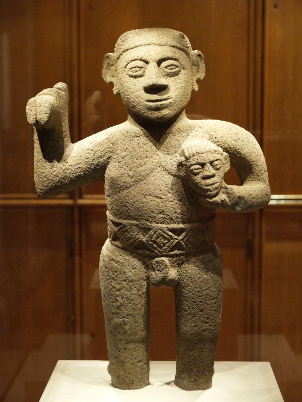 London, England: British Museum: Warrior holding a trophy head (AD 1000-1500, Diquis Delta region, southwestern Costa Rica)