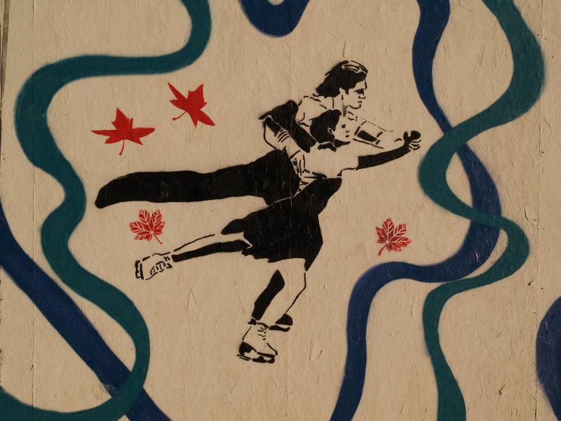 Cambridge, England: Parker's Piece, Cambridge on Ice: skaters (Sadie Few, Adam Arthur Webb, Sopie Washbourne)