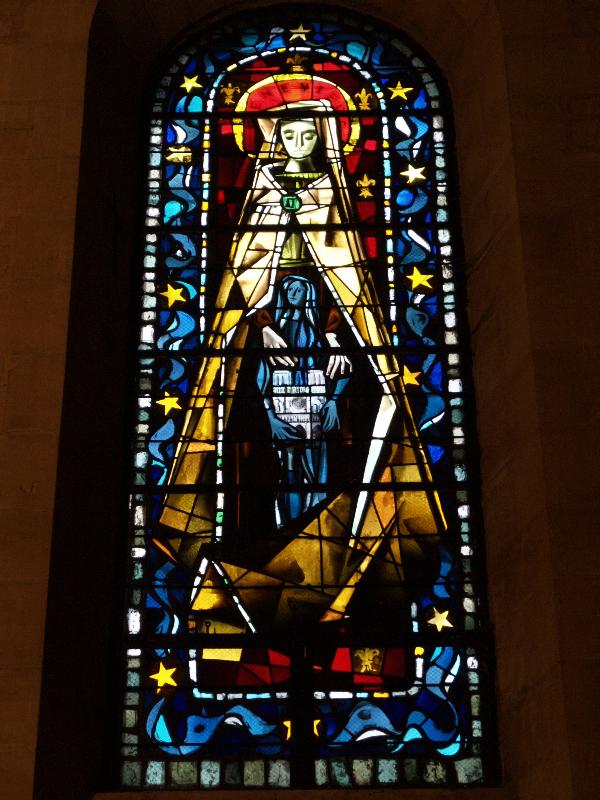 Paris, France: Place Jean Marais, Eglise Saint-Pierre de Montmartre: Virgin Mary protecting Sainte Genevieve (1953, Max Ingrand)