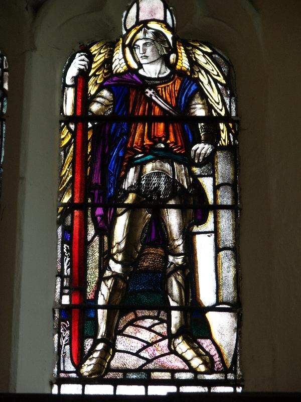 Cambridge, England: St Botolph's Church: south chapel window, St George (1922, Rachel Tancock)