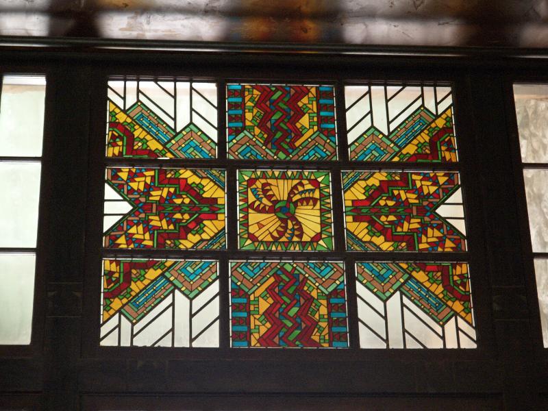 Yosemite National Park, California (CA): Ahwahnee Hotel: Great Lounge, stained glass window (1927, Jeannette Dyer Spencer)
