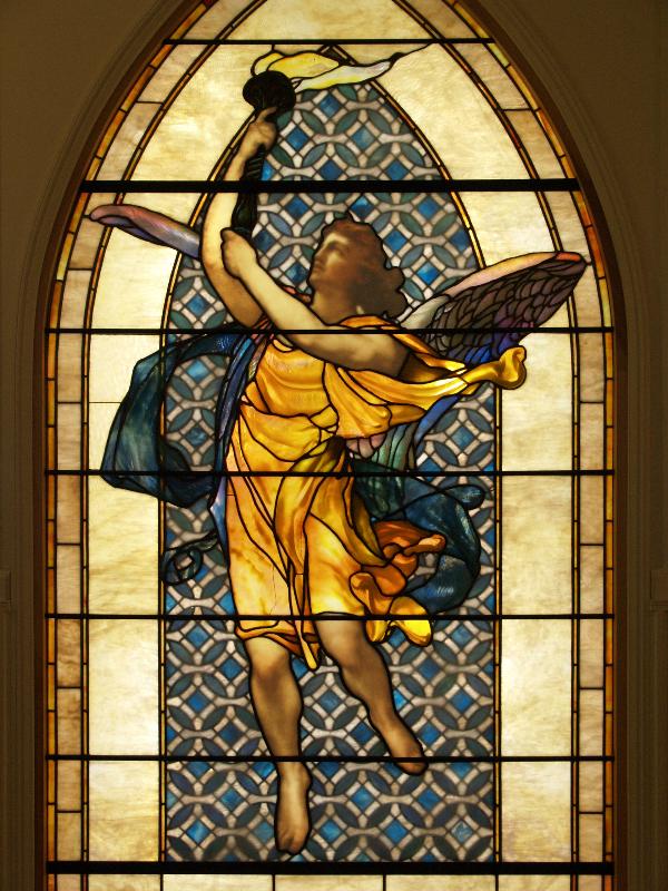 Springfield, Massachusetts (MA): George Walter Vincent Smith Art Museum: The Light Bearer (the Angel Heosphoros) (originally in Church of the Unity, Springfield, MA) (1894, Tiffany, designer Edward Simmons)