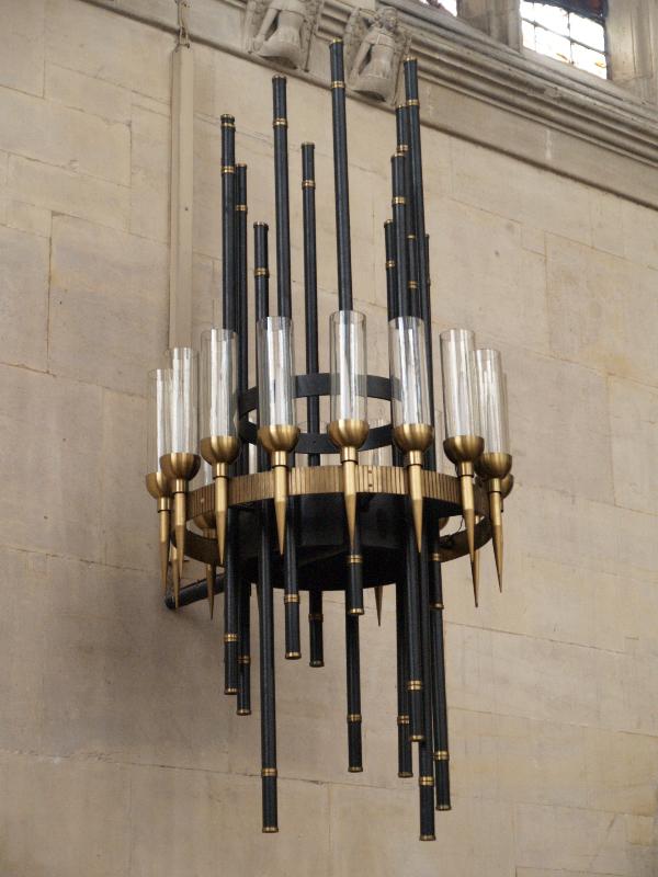 Cambridge, England: King's College: chapel light fixture