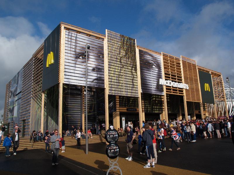 London, England: Olympic Park, smaller McDonald's: view (2012, AEW Architects)
